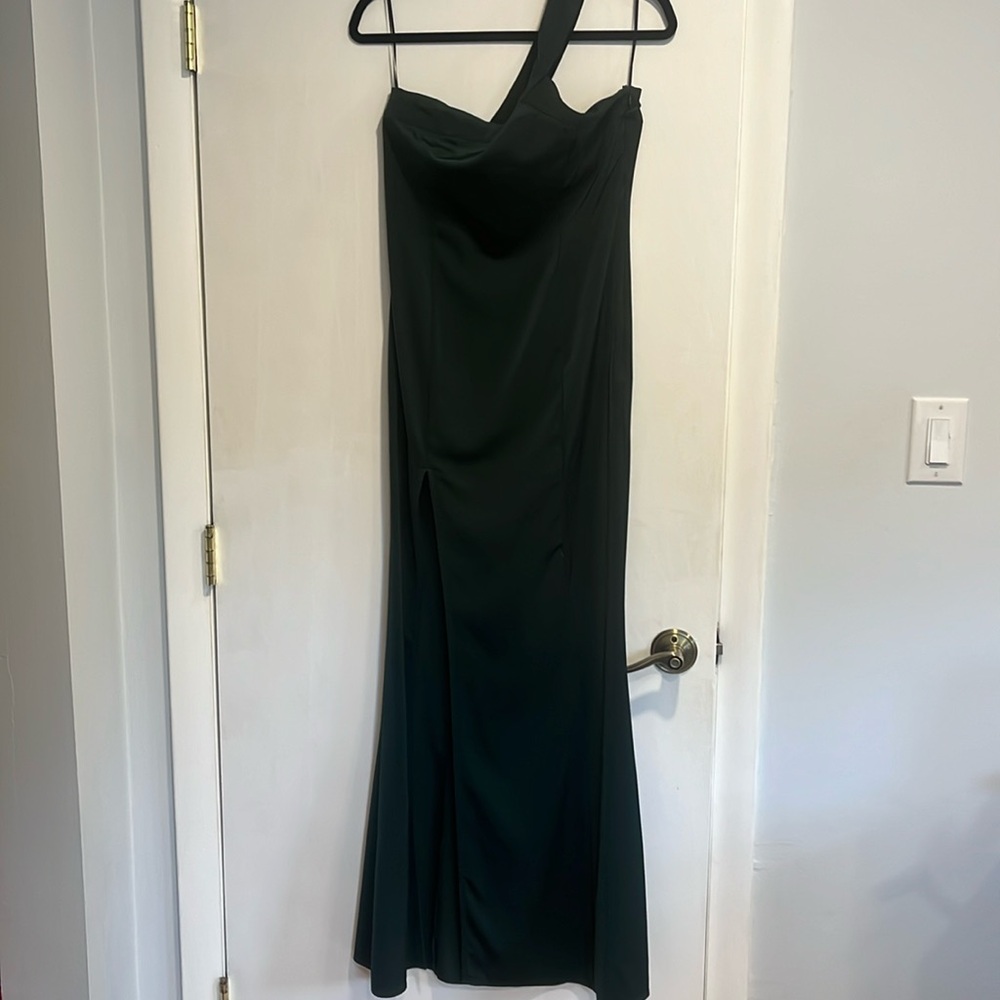 NBD Forest green one shoulder gown